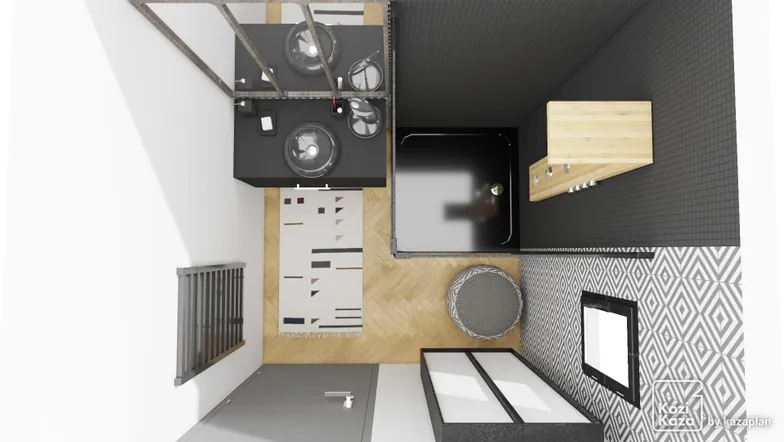 Idea modern bathroom black and white 3D 3