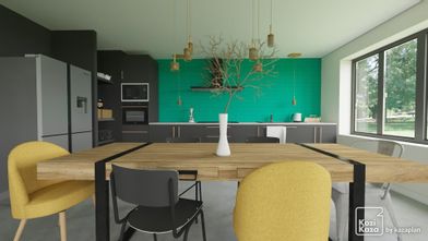 Idea for bistro family linear kitchen 3D 1