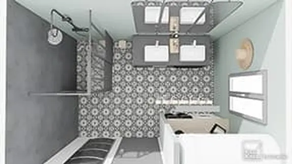 Example of industrial bathroom 3D plan