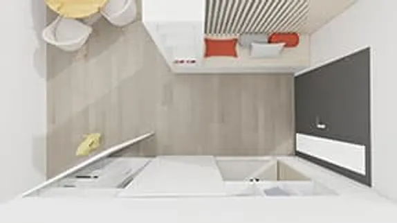 3D plan model of a Scandinavian wardrobe in an entrance hall