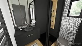 Example of a black and white bathroom 3D plan