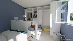 Exemple plan 3D dressing en L dans une chambre