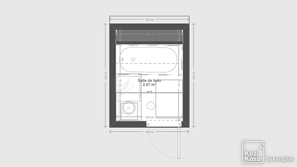 Modèle plan 3D salle de bain scandinave