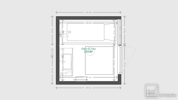 Exemple plan 3D salle de bain marbre blanc