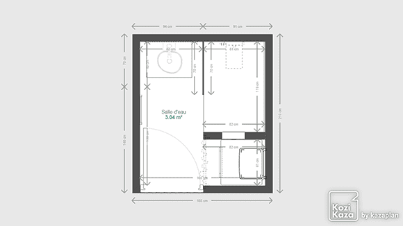 Exemple plan 3D salle de bain marbre