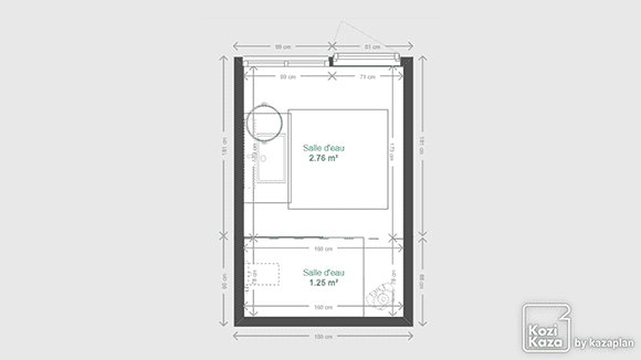 Example of a zen and wood bathroom 3D plan