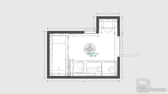 Example of a black and wood bathroom 3D plan