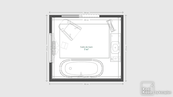 Modèle plan 3D salle de bain style retro