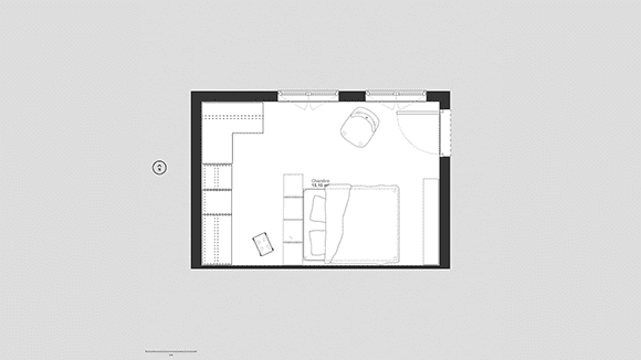 Exemple plan 3D dressing en L dans une chambre