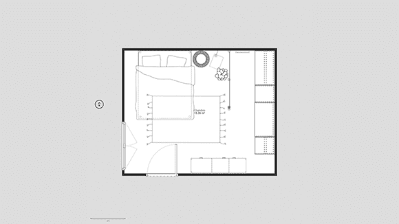 Modèle plan 3D dressing lineaire moderne L avec verrière 