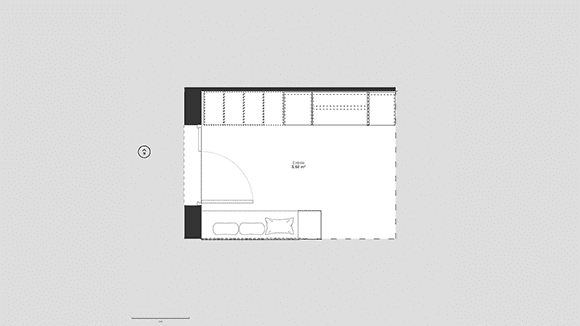 3D plan model of a Scandinavian wardrobe in an entrance hall