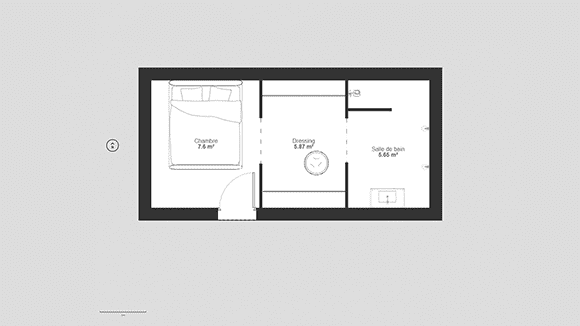 3D plan example of a retro-look dressing room