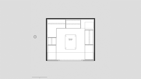 Exemple plan 3D grande piece dressing en U blanche et bois