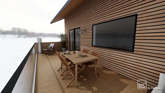 Exemple plan 3D d'une terrasse de chalet