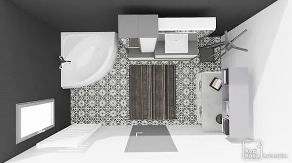 Example of black and gray bathroom 3D plan