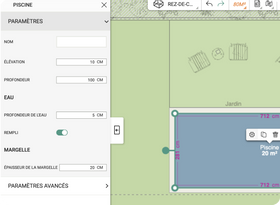 Step 2: If necessary, place your in-ground swimming pool and adjust its dimensions.